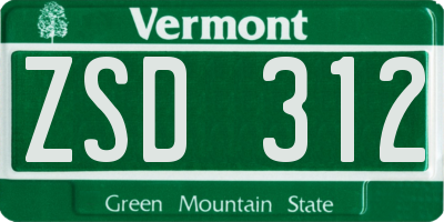 VT license plate ZSD312