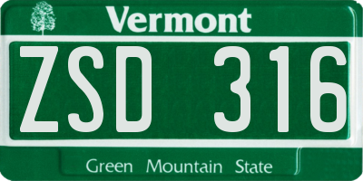 VT license plate ZSD316