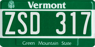 VT license plate ZSD317