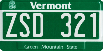VT license plate ZSD321