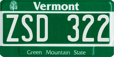 VT license plate ZSD322