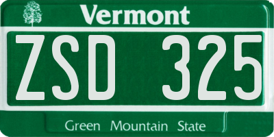 VT license plate ZSD325