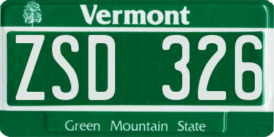 VT license plate ZSD326