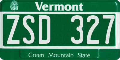 VT license plate ZSD327