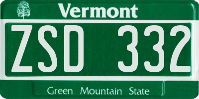 VT license plate ZSD332