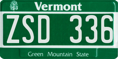 VT license plate ZSD336