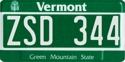 VT license plate ZSD344