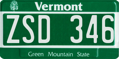 VT license plate ZSD346