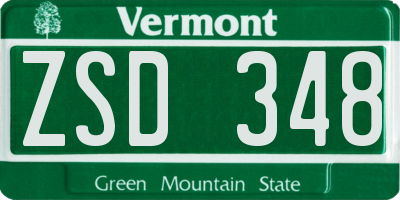 VT license plate ZSD348