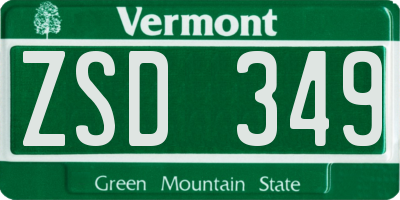 VT license plate ZSD349