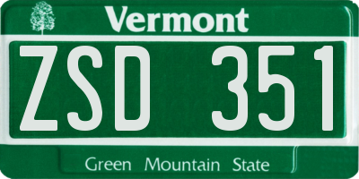 VT license plate ZSD351
