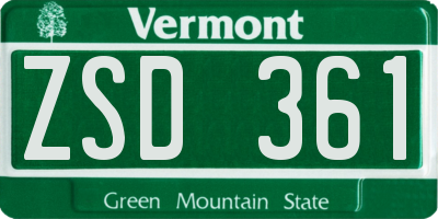 VT license plate ZSD361