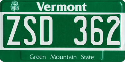 VT license plate ZSD362