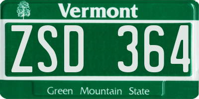 VT license plate ZSD364