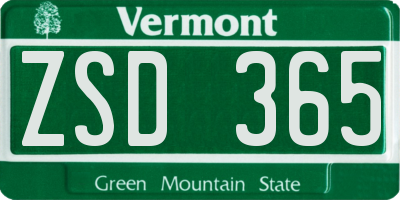 VT license plate ZSD365