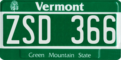 VT license plate ZSD366