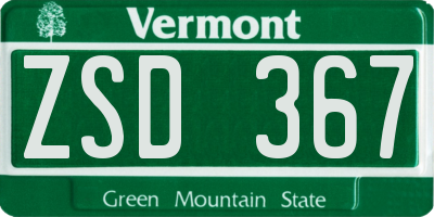 VT license plate ZSD367