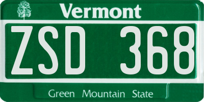 VT license plate ZSD368
