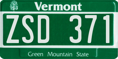 VT license plate ZSD371
