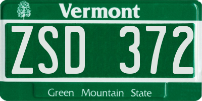 VT license plate ZSD372