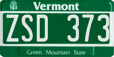 VT license plate ZSD373