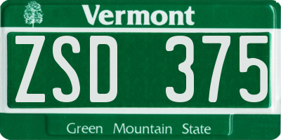 VT license plate ZSD375