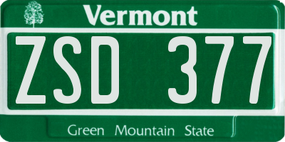 VT license plate ZSD377
