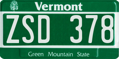 VT license plate ZSD378