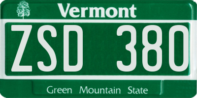 VT license plate ZSD380
