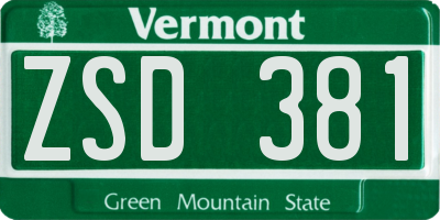 VT license plate ZSD381
