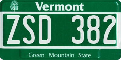 VT license plate ZSD382
