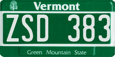 VT license plate ZSD383
