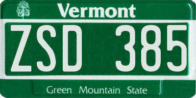 VT license plate ZSD385