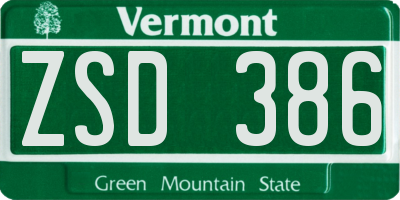VT license plate ZSD386