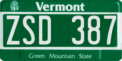 VT license plate ZSD387