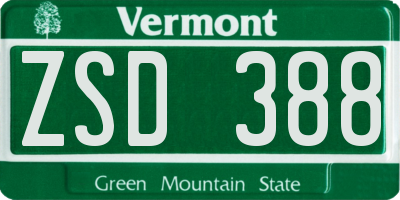 VT license plate ZSD388
