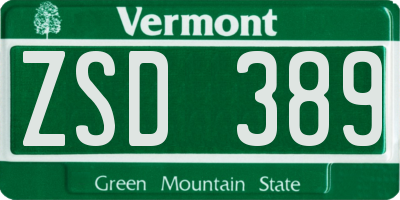 VT license plate ZSD389