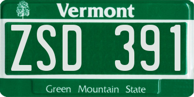 VT license plate ZSD391