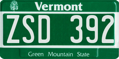 VT license plate ZSD392