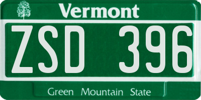 VT license plate ZSD396