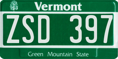 VT license plate ZSD397