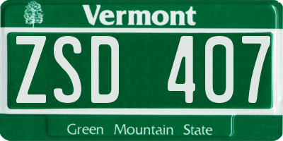 VT license plate ZSD407