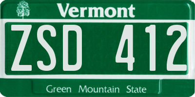VT license plate ZSD412