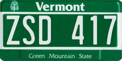 VT license plate ZSD417