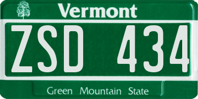 VT license plate ZSD434