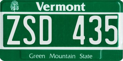 VT license plate ZSD435