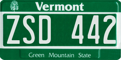 VT license plate ZSD442