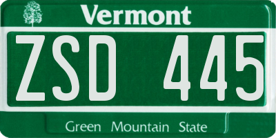 VT license plate ZSD445
