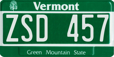VT license plate ZSD457