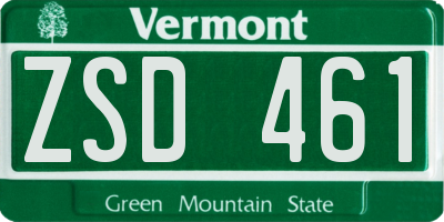 VT license plate ZSD461